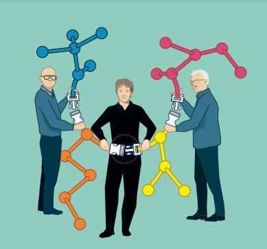 Ilustração com os ganhadores do Prêmio Nobel de Química 2022.