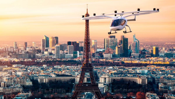 Volocopter, em arte sobre Paris (Foto: divulgação)